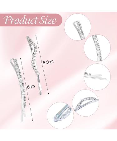 10 Pieces Clear Rhinestone Crystal Bobby Pins Scettar Silver Metal Hair Clips Hair Accessories for Women Crystal Hair Pin Decorations for Brides Girls 2 Styles (S-shaped and Single Row) - Buy Online on GoSupps.com