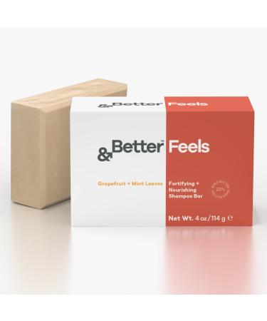 &Better All-Natural Shampoo Bar for Men | Handcrafted in Canada with Organic Shea Butter | Rich in Vitamins + Proteins | Plastic-Free + Eco-Friendly + Vegan | Natural Scent (Grapefruit + Mint Leaves)