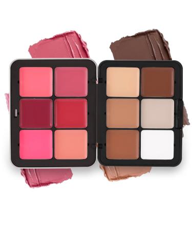 CARL Cremig Contour Blush Palette 12 colors concealer blush contour palettes 6 blush + 6 contouring concealer makeup creamy blush matte buildable
