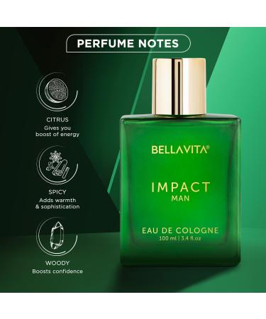 Luxury IMPACT MAN Eau De Cologne Perfume with Mandarin Orange Patchouli Cedar | Woody Citrusy Long Lasting EDC Fragrance Scent for Men 100Ml - Buy Online on GoSupps.com
