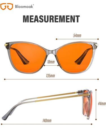 Buy Bloomoak 99% Blue Light Blocking Cat Eye Glasses - Anti-Fatigue Gaming Glasses for Screens & TV - Stylish Orange & Gray Transparent Design - Buy Online on GoSupps.com