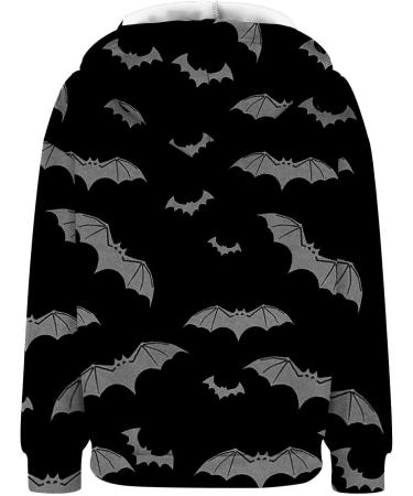 Halloween Costumes Printed Hooded Pull Out Zipper Pocket Jacket Oversized Single Breasted Coat Medium Black - Buy Online on GoSupps.com