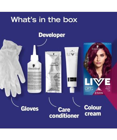 Schwarzkopf LIVE Color + Lift L76 - Long-lasting Permanent Purple Hair Color Lightens Up to 3 Levels Ultraviolet - Shop Internationally! - Buy Online on GoSupps.com