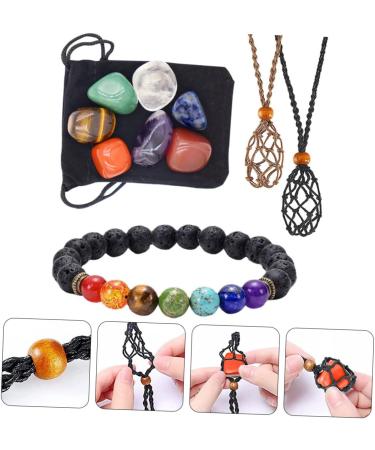 FOMIYES Yoga Stone Necklace Set - DIY Gemstone Crystal Beads for Fengshui & Retro Decor - Hand-Woven Choker with Natural Stones - Buy Online on GoSupps.com
