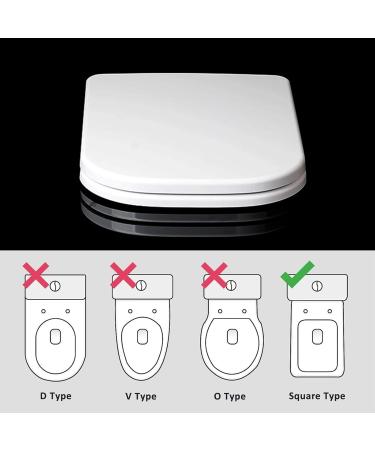 Square Toilet Seat White Soft Close Toilet Seat Quick Release Toilet Lid Cover Heavy Duty UF Material 04c Little Surprise 04b - Buy Online on GoSupps.com
