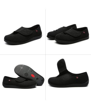 Men's/Women's Diabetic Slippers - Comfortable, Wide Width, Lightweight & Adjustable Closure - Black - Size 8.5 - Buy Online on GoSupps.com