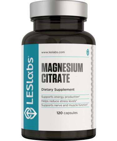 LES Labs Magnesium Citrate  Stress Relief, Restful Sleep, Heart Health, Metabolism, Nerve & Muscle Function  750mg  Non-GMO Supplement  120 Capsules