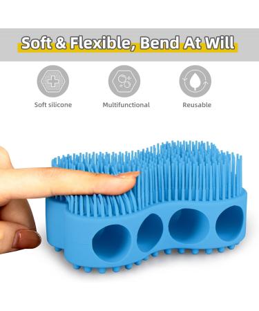 Silicone Exfoliating Body Scrubber with Storage Hooks - Blue | Easy to Clean, Reusable, Deep Cleansing and Skin Revitalizing - Buy Online on GoSupps.com