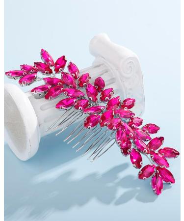 Rumtock Hot Pink Rhinestones Hair Comb for Women Girls Wedding Bridal Hair Piece Handmade Jewelry Banquet Prom (Hot Pink) - Buy Online on GoSupps.com