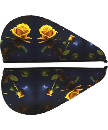 Super Absorbent Yellow Roses Dry Hair Cap for Women - Quick Dry Elastic Wrap for Long Thick Hair - Buy Online on GoSupps.com