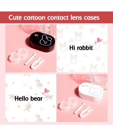 Swirlcolor Portable Cartoon Rabbit Contact Lens Case - 2 Piece Travel Bag with Mirror for Kids & Adults - Buy Online on GoSupps.com