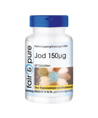 Fair & Pure - Iodine tablets 150mcg from potassium iodide - 100% of the daily requirement - vegan - without magnesium stearate - 60 tablets