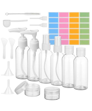 Flintronic 80ml of empty travel bottles set travel bottles for filling with a small funnel plastic bottles empty flight bottle set travel set cosmetics empty for air travel shampoo business trip lotion #1 80ml set - Buy Online on GoSupps.com