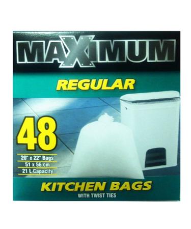 Maximum Regular Kitchen Bags With Twist Ties (48 Bags) 402001