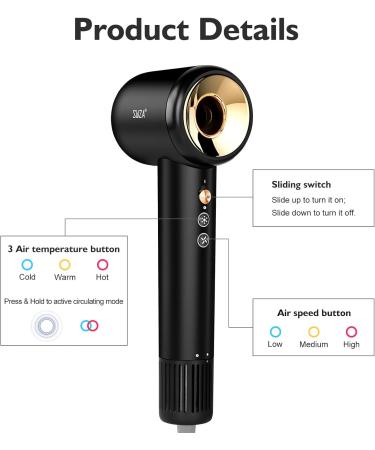 Fast Drying Negative Ionic Hair Dryer - Low Noise & Constant Temperature - Black - Buy Online on GoSupps.com