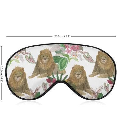 Watercolor Lion & Tropical Leaves Sleep Mask | Adjustable Strap | Blocks Light | Night Travel Nap Blindfold for Men & Women - Buy Online on GoSupps.com