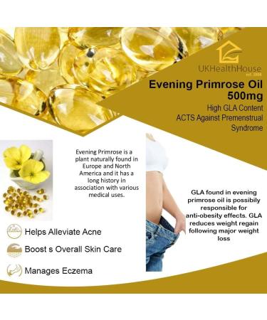High Strength Evening Primrose Oil Capsules 500mg - 45mg GLA - Cold Pressed - Non-GMO - 360 Count - Buy Online on GoSupps.com