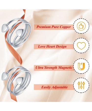 Cigmag 2PCS Lymphatic Drainage Copper Finger Thumbs, Adjustable 99% Pure Solid Silver Love - Magnetic Field Therapy with Gift Box - Buy Online on GoSupps.com