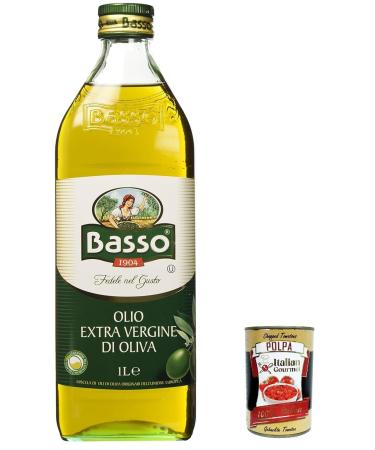 Italian Gourmet E.R. Basso Olio Extra vergine di oliva 100% Italian virgin olive oil cold pressed 1 l + Polpa Italian Gourmet 400 g