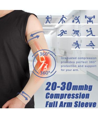 Beister Compression Arm Sleeve 20-30 mmHg for Pain Relief & Swelling - Medium Size, Single Arm Support with Silicone Band - Ideal for Lipedema, Lymphedema, Arthritis - Men and Women (Beige) - Buy Online on GoSupps.com