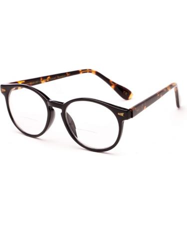 Classic Bifocal Round Reading Glasses 2.50 for Men & Women - Stylish Black Eyewear - International Shipping Available - Buy Online on GoSupps.com