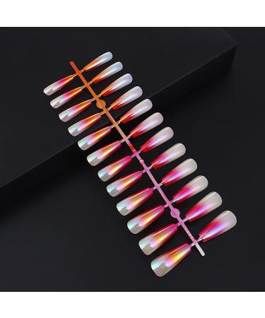 DIY Nail Art Party Decor 1 Set Coffin Fake Nails Kit Gradient Glossy Manicure Salon DIY Decoration Ballerina Fake Nails Kit for Salon - 4 - Buy Online on GoSupps.com