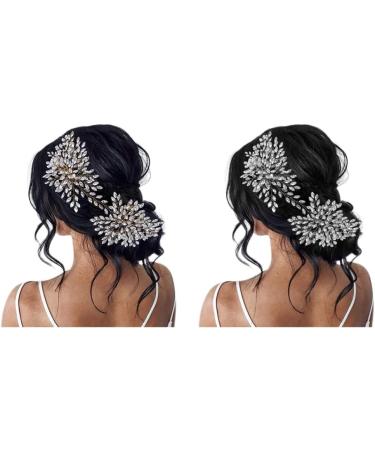 wedding hair piece Bridal Wedding Hair comb Wedding Headpiece for Bride Rhinestone Wedding Headband Crystal Hair Accessories for Women and Girls Silver - Buy Online on GoSupps.com