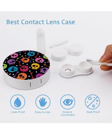 Colored Skull Round Case For Contact Lens Kit Storage Box with Mirror Printed - Buy Online on GoSupps.com