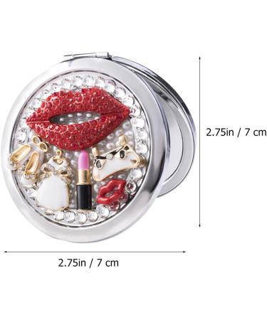 Beaupretty Round Compact Mirror with Rhinestone Red Lips and High Heels Design - Portable Mini Makeup Mirror for Women and Girls - Buy Online on GoSupps.com