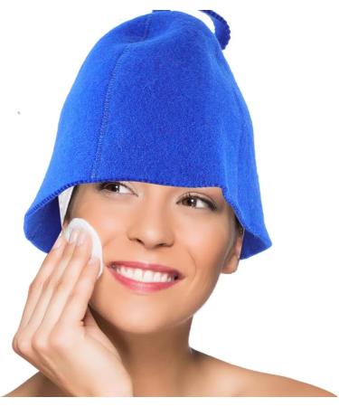 Yardwe 2-Piece Wool Felt Sauna Hat Set for Men & Women - Blue Water-Absorbing Shower Cap for Hair Protection - Buy Online on GoSupps.com