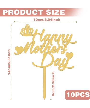 10Pcs Happy Mothers Day Cake Topper Mothers Day Decorations Acrylic Happy Mothers Day Topper Cupcake Cake Topper Gold Glitter Cake Sticks Cake Decorations for Mother's Day Party Suppliers - Buy Online on GoSupps.com