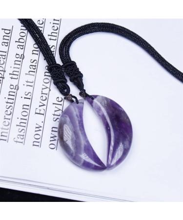 Amethyst Stone Natural Amethyst Crystal Quartz Moon Shape Pendant Reiki Stone Necklace 1pc Stone Mineral Specimen - Buy Online on GoSupps.com