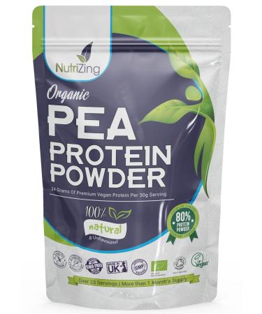 Award Winning Vegan Pea Protein Powder - Organic & Pure - Canadian Peas - No Soy No Gluten - 1kg Pouch - Keto & Paleo Friendly by NutriZing