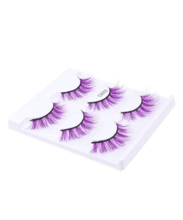 DRESSOOS 3 Pairs Natural False Eyelashes Pesta as Postizas Naturales Colored Lash Extensions Cosplay Lashes Adhesive False Eyelashes Women s Suits Dense Eyelashes Tania Artificial 3d