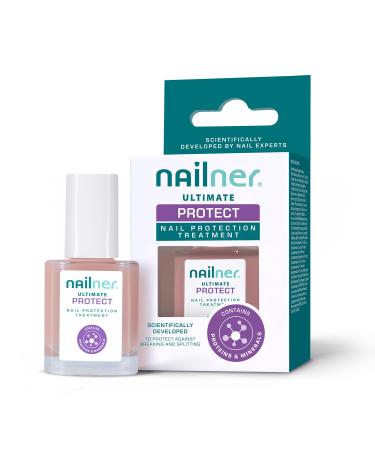 Nailner Ultimate Nail Protection Treatment Nail Polish Strengthener for Damaged Nails Scientifically Developed to Protect Against Breaking & Splitting Glossy Rose Nail Varnish Strengthener 10ml