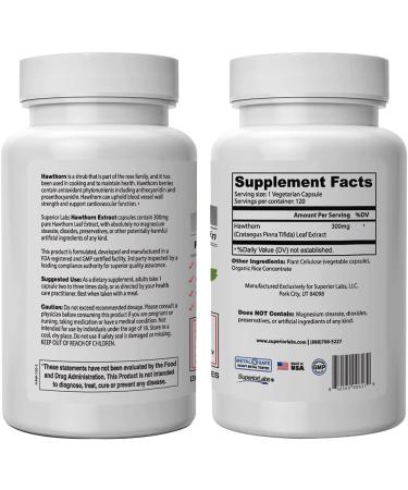 Superior Labs Hawthorn Supplement 300mg - Non-GMO, Non-Synthetic Antioxidant for Digestion & Heart Health - 120 Veg Caps - Buy Online on GoSupps.com