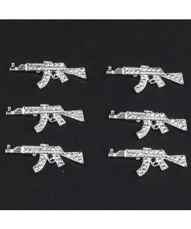 10Pcs 3D Alloy Gun Nail Charms Luxury Gun Shape Glitter Nail Art