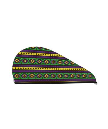 Hair Towel Wrap Hair Drying Towel with Button Towel Turban Head Towel to Dry Hair Quickly (Carnival Mardi Gras)