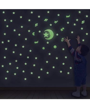 Glow in The Dark Moon and Stars Fluorescent Stickers - 24 Magical 3D Luminous Shapes for Nursery and Bedroom Decoration - Buy Online on GoSupps.com
