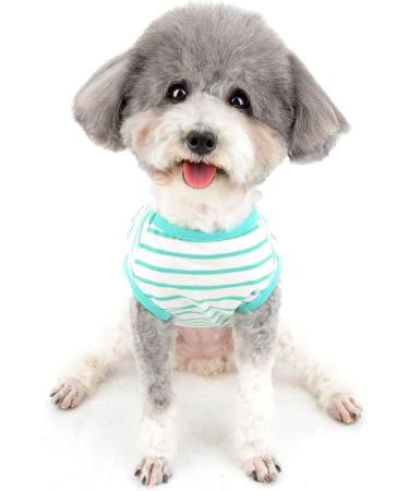 Zweitea Summer Dog Shirts for Small Dogs | Striped Breathable Cotton Vests & T-Shirts | Soft Pet Clothing for Chihuahuas & Puppies | XL Green Tank Tops - Buy Online on GoSupps.com
