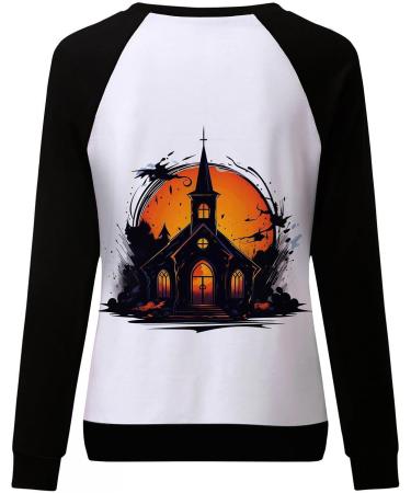Halloween Costumes Printed Fashionable Casual Long Sleeved Zipper Round Neck Hoodies Sweater Tops Womens Hoodies Black Medium - Buy Online on GoSupps.com