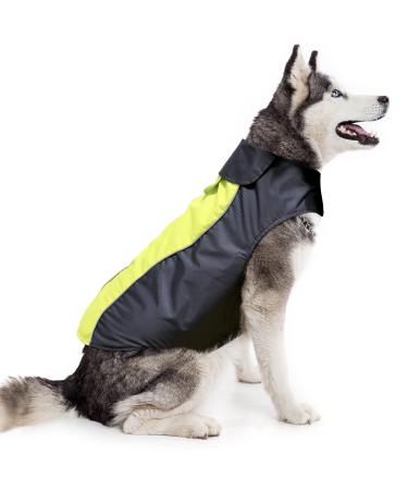 Flashseen Dog Raincoat Lightweight Waterproof Large Pet Dog Rain Jacket with Strip Reflective & Leash Hole Winter Dog Vest Warm Rain Coats Safety for Dogs and Puppies (XXL, Green) Green XX-Large
