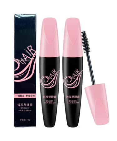 Hair Feel Finishing Stick, Small Finishing Cream for Broken Hair Refreshing, Non-Greasy Styling Gel Cream Hair Wax Stick Fixation Bangs Stereotypes Cream (Pack of 2)