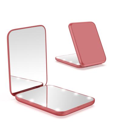 wobsion Compact Mirror Magnifying Mirror with Light 1x/3x Handheld 2-Sided Magnetic Switch Fold Mirror Small Travel Makeup Mirror Pocket Mirror for Handbag Purse Gifts for Girls(Red) Red Battery
