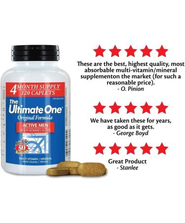 Nu-Life The Ultimate One Original Formula Active Men Caplets Multivamin-Mineral 120 Count Bottle - Buy Online on GoSupps.com