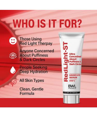 RedLight ST Under Eye Serum 1 fl oz Ultra Concentrated Hydrating Formula with Hyaluronic Acid Squalane and Peptides for Puffiness and Dark Circles - Buy Online on GoSupps.com