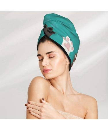 Cute Cat Paw & Dog Microfiber Hair Towel | Super Absorbent Coral Velvet Quick Dry Cap for Long Curly & Thick Hair - Perfect for Women - Buy Online on GoSupps.com