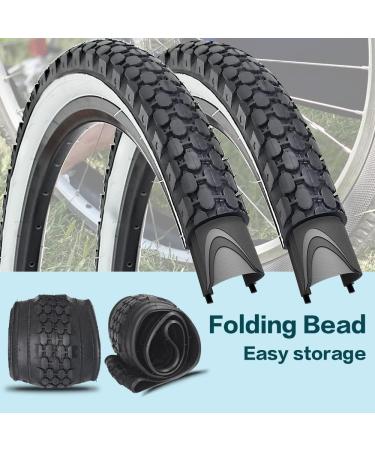Bike Tire 26 x 2.125 Inch Folding Replacement Set for Beach Cruiser - White Sidewall, 2 Tires, 2 Tubes, 2 Levers - Buy Online on GoSupps.com