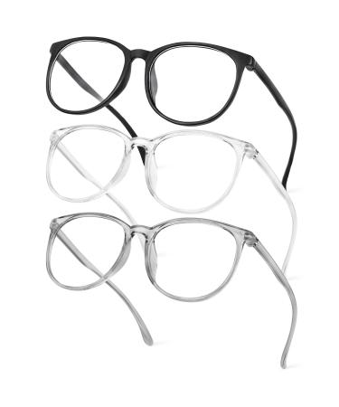 Aomig Blue Light Blasses 3PC Blue light filter glasses gaming reading glasses visual aid optics glasses screen glasses unisex protects the eyes relieves tiredness (black/gray/white) black/white/gray