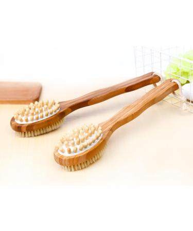 MCUILEE Wooden Bath Brush | Long Handle Body Massager Shower Brush with Bristles for Exfoliating & Back Scrubbing - International Shipping Available - Buy Online on GoSupps.com